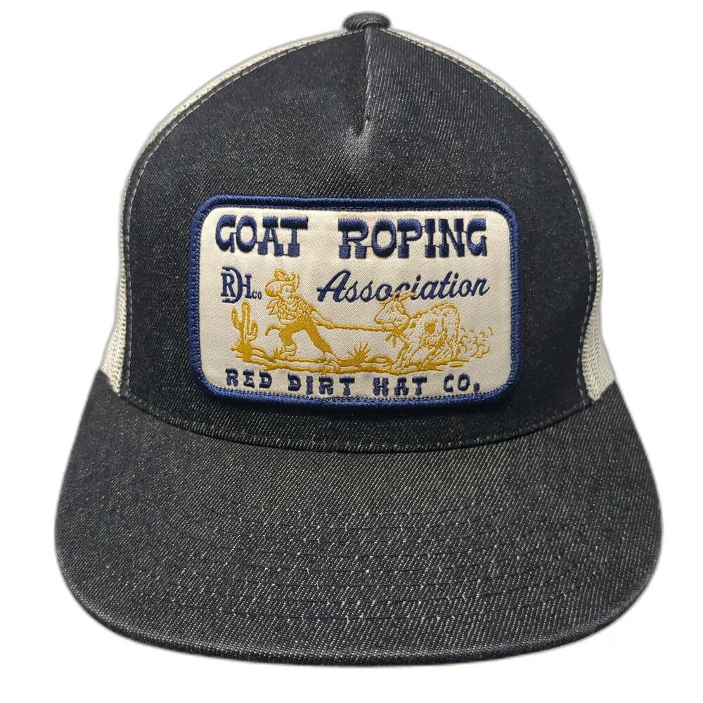 Red Dirt Hat Co. Trucker Hat Black OSFM Goat Roping Association Mesh Snapback